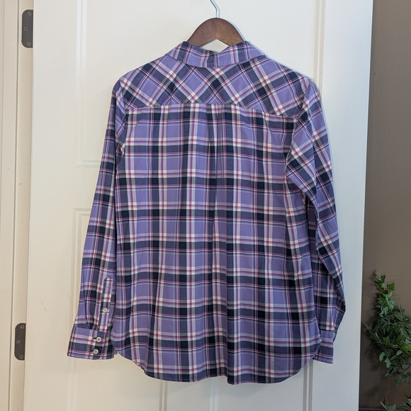 Talbots Purple Plaid Button Down Shirt. Size Medium. 100% Cotton. - Picture 3 of 3